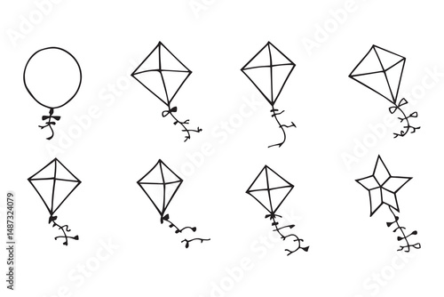 Kite flying line art 
