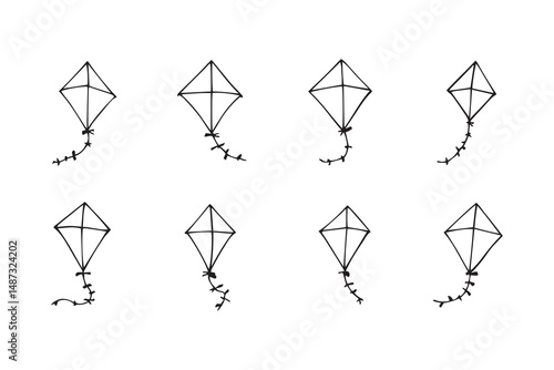 Kite flying line art 