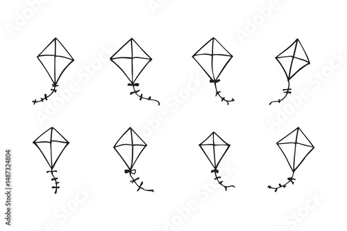 Kite flying line art 