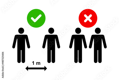 Social distancing keep your distance 1m or 1 meter. Prevent spread of virus concept. Vector illustration design.