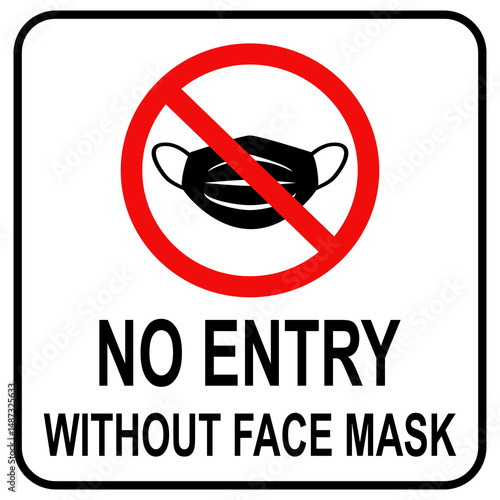 No entry without face mask sign. Prevent spread of virus concept. Vector illustration design.