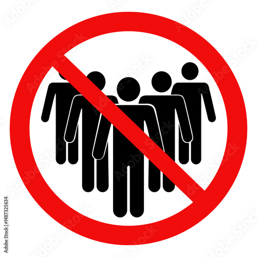 Social distancing avoid crowd keep distance sign. Prohibition of gathering during a pandemic. Prevent spread of virus concept. Vector illustration design.