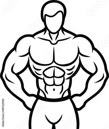 Body Builder Silhouette Vector Illustration On White Background