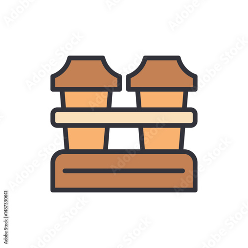 Two Coffee Cups In A Carrier Icon On Transparent Background