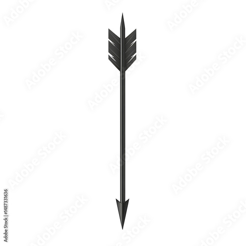 Sleek Arrow with a Minimalist Style in Graphite Grey Isolated on Transparent Background