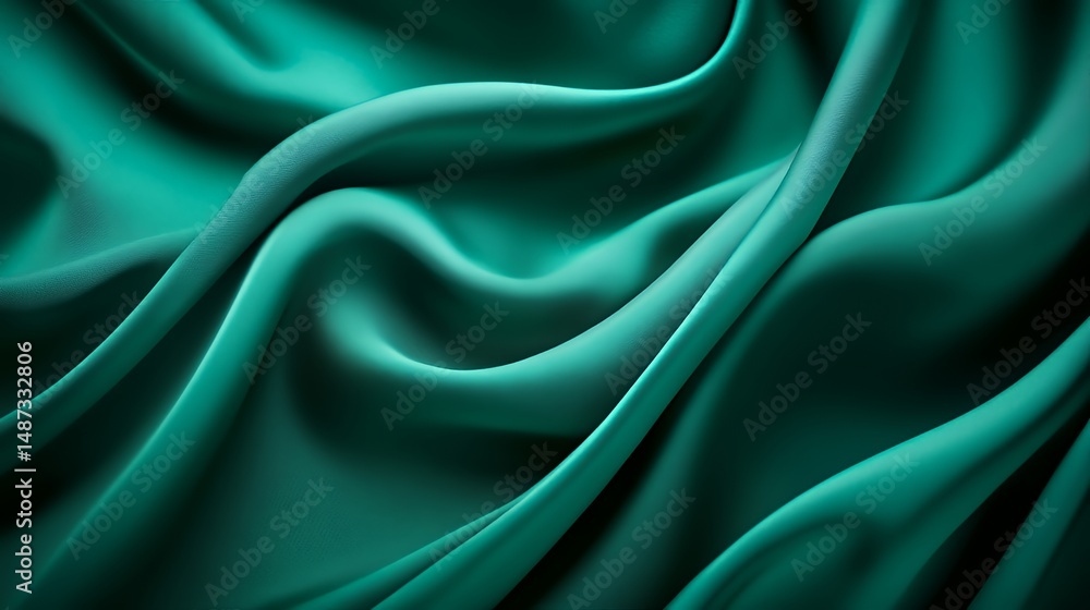 Obraz premium Teal Silk Fabric Draped in Soft Waves