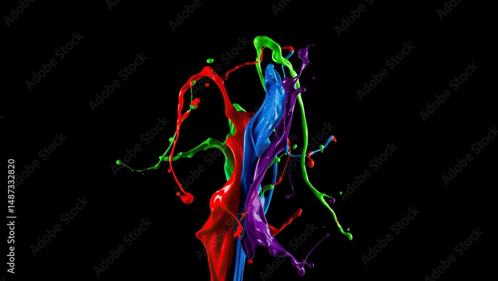 Fototapeta premium A high-resolution color splash explosion with liquid textures, creating vibrant, paint-like dynamics full of fluid motion and energy.