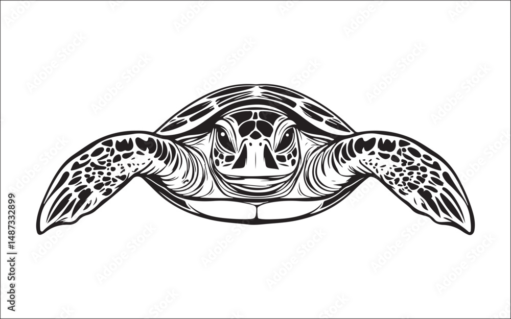 Fototapeta premium turtle tattoo design. turtle, tribal, vector, ocean, marine, illustration, graphic, aquatic, artwork, silhouette