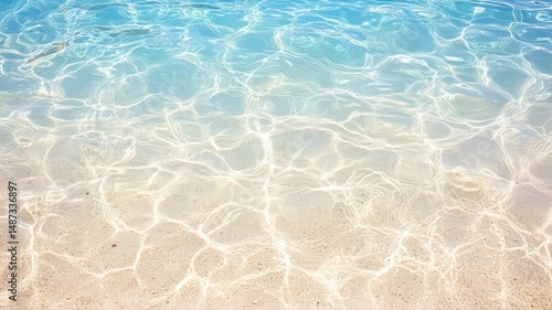 Top Down View of a Tropical Beach with White Sand and Clear Blue Water
