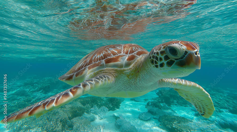 Obraz premium Green sea turtle underwater 