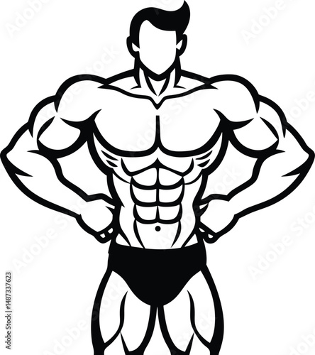 Body Builder Silhouette Vector Illustration On White Background