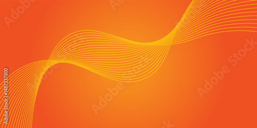 Vector abstract background with dynamic orange waves, lines and particles.