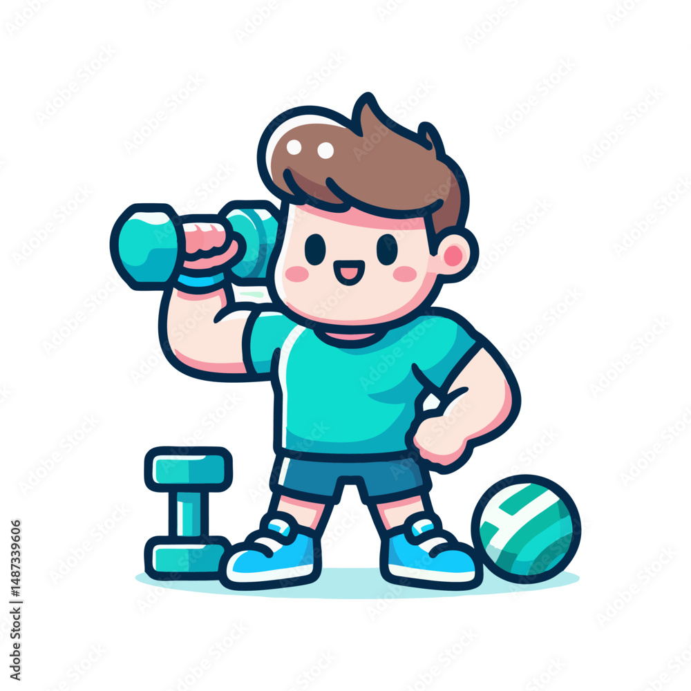 Fototapeta premium Fitness Mascot design for gym avatar, healthy exercise badge, tough muscle character, power icon for sports logo, dynamic mascot artwork, fit animal illustration, workout cartoon emblem for branding