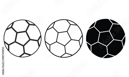 Soccer balls or Football icon vector set. Silhouette of Soccer balls sports, game icon. Vector illustration.