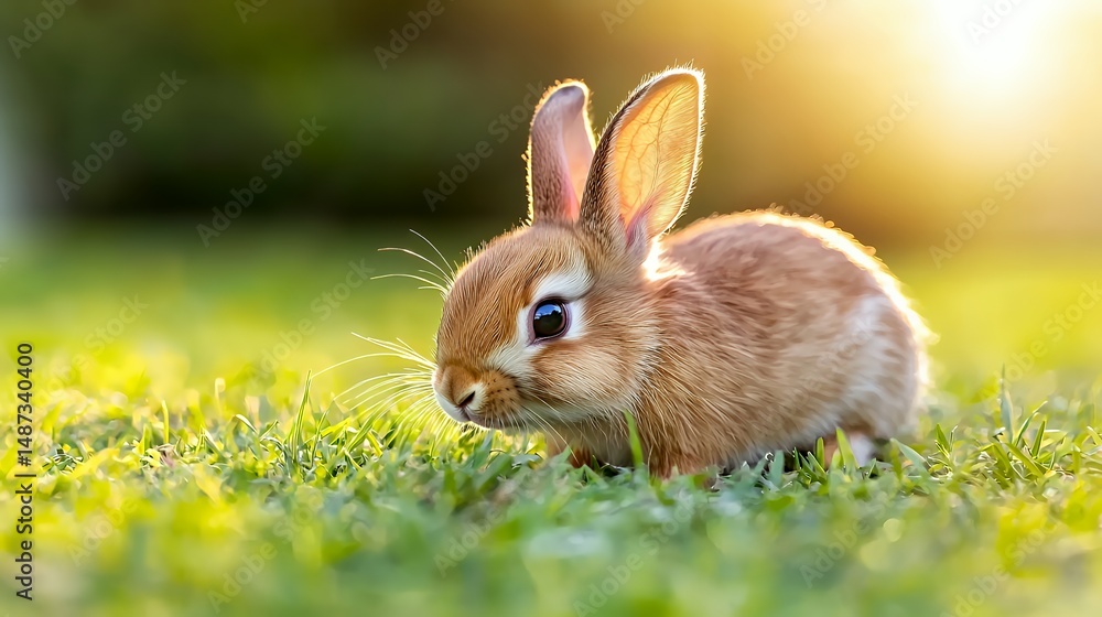 Fototapeta premium Brown Bunny in Green Grass