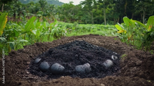 Biochar Production in a Lush Tropical Garden