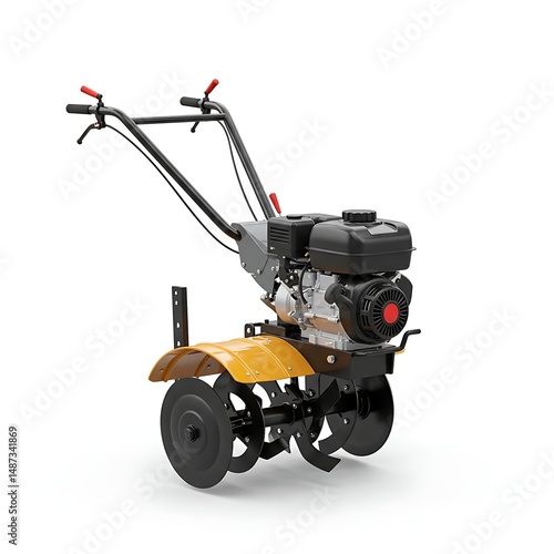 Garden Tiller Cultivator Isolated on White Background for Agricultural Applications