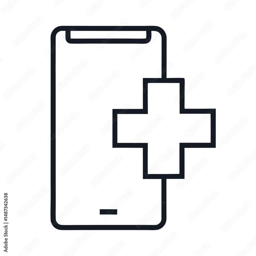Obraz premium Smartphone with Medical Cross Symbol - Vector Design