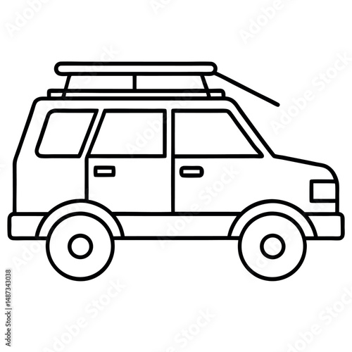 Outline SUV with Roof Tent Icon for Outdoor and Vanlife Concepts