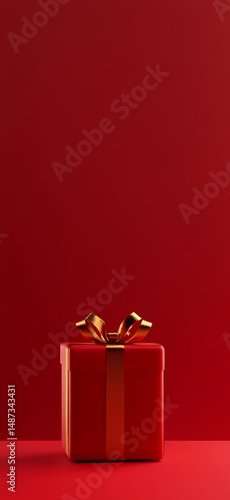 Wallpaper Mural Red Gift Box with Golden Ribbon Torontodigital.ca