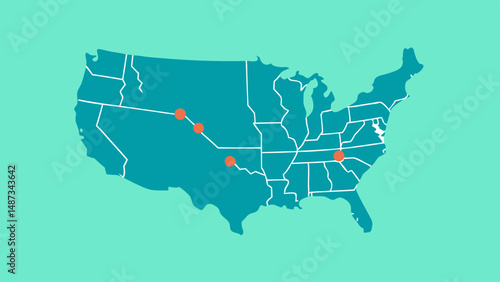 Minimal Road Trip Route Map of the United States  