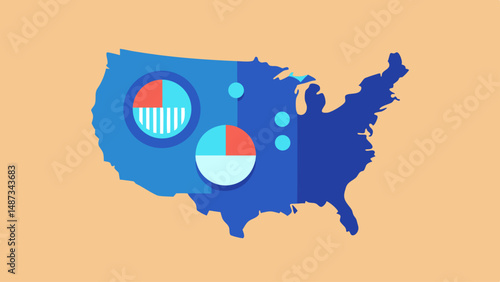Clean Business Infographic Map of the United States  
