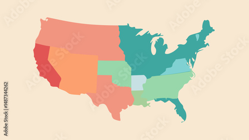USA Climate Zones Map with Soft Pastel Colors  