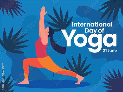 International Yoga Day Flat Illustration with Woman Pose