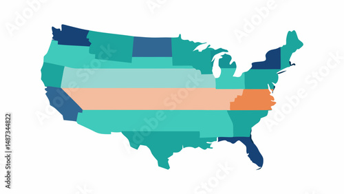 USA Economic Zones Map with Layered Gradients  