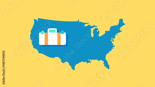 City Destination Map of USA with Suitcase Icons  