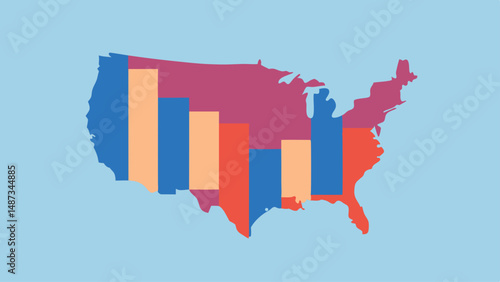 Sales Performance Map of USA with Infographic Charts  