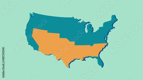 Textured Hand-Drawn Edges on Vector USA Map  