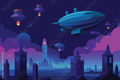 ufo flying over the city