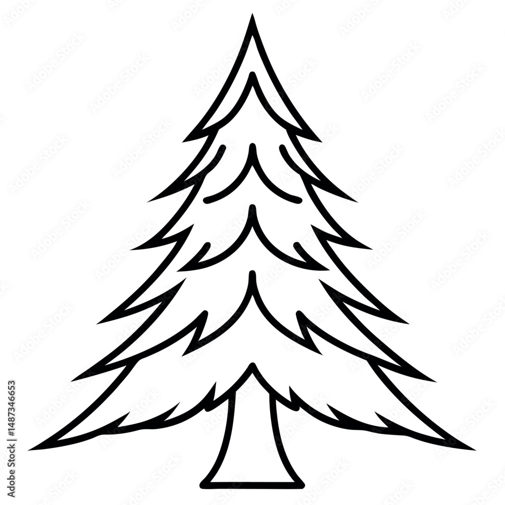 Obraz premium Minimal Pine Tree Icon – Line Art for Eco-Friendly Projects