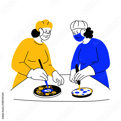 A hand drawn illustration depicting surgeons performing 
