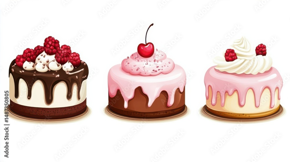 Illustration of birthday cake clipart with lovely mouthwatering 3d cakes Illustration of birthday cake clipart with lovely mouthwatering 3d cakes
