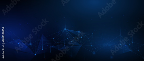 Vector digital datum, molecule background. Big Data, hi tech technology, light line design. Illustration modern network datum system, cyber space, communication internet, futuristic connection concept