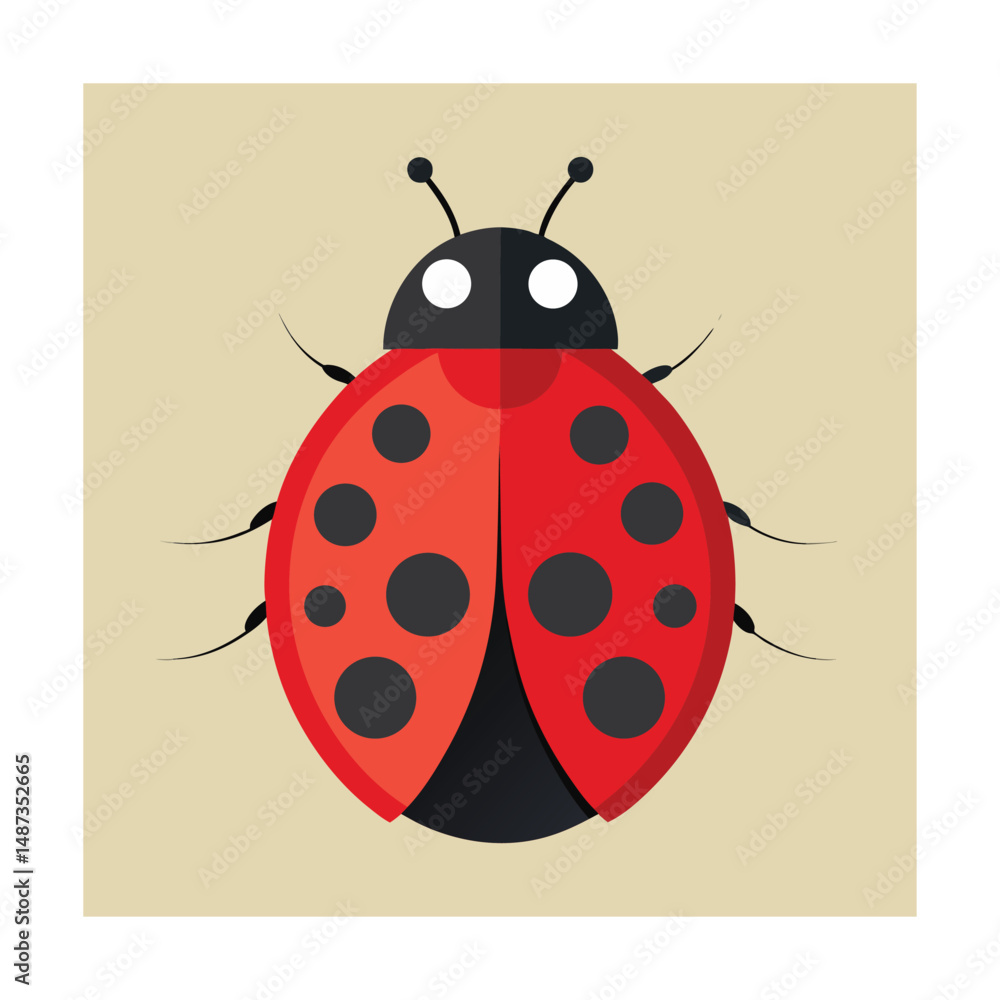 Fototapeta premium A colorful vector illustration of a stylized red ladybug isolated on a beige background