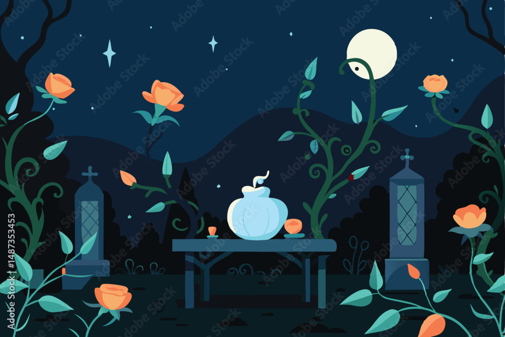 Naklejka premium halloween night scene