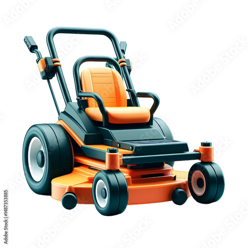 Zero-turn lawn mower lawn care logo 3D icon isolated on a white background
