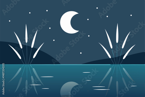 moon and stars on the sky
