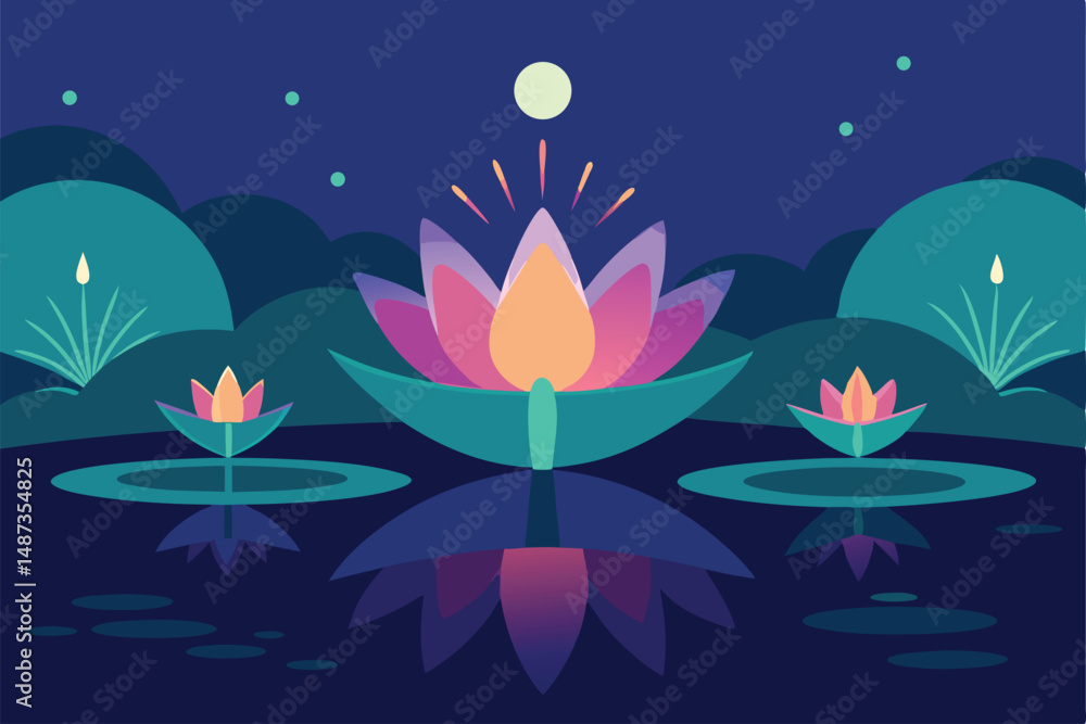 Fototapeta premium water lily in the night