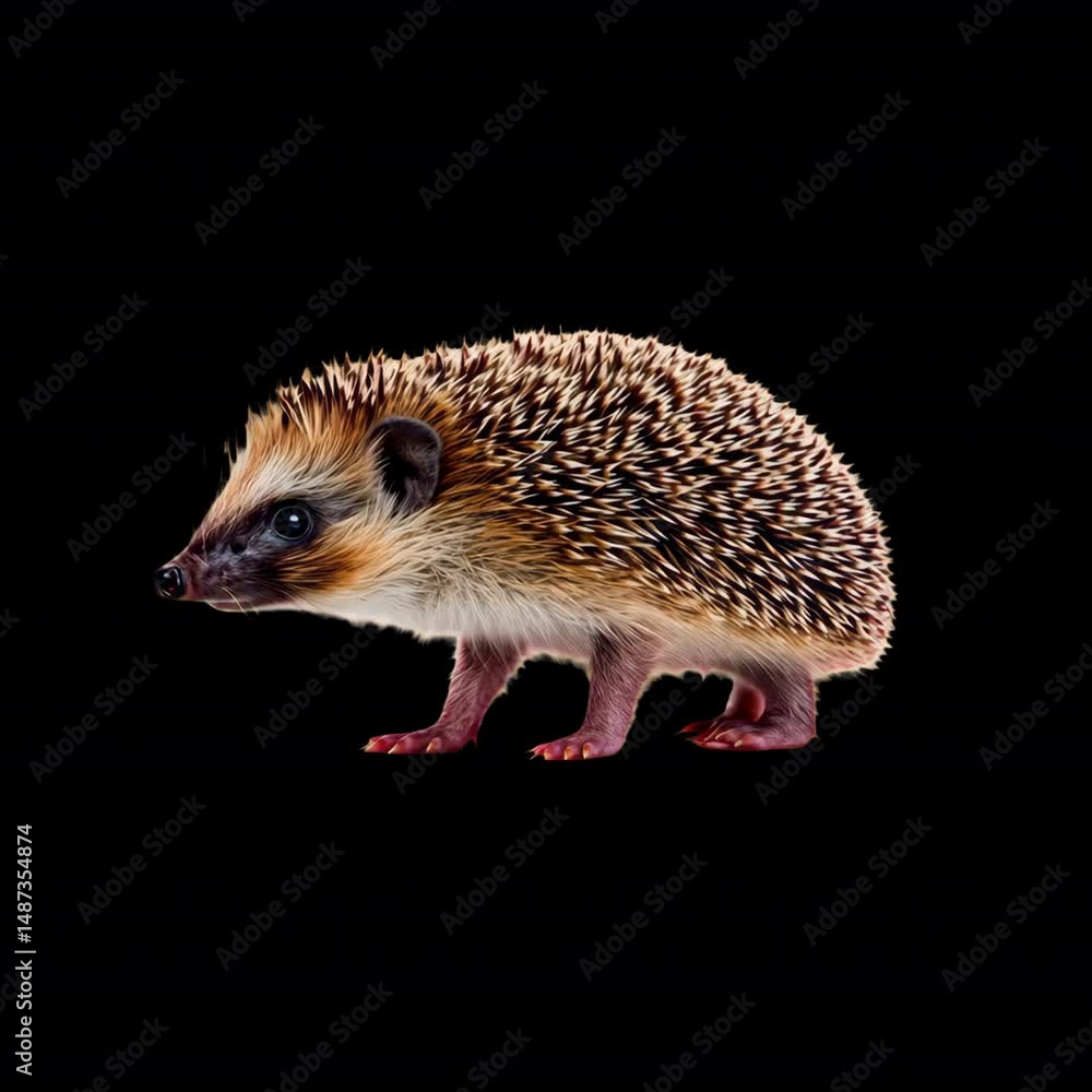 Adorable hedgehog animation isolated asset, transparent 4K video, alpha channel, ProRes 4444 Adorable hedgehog animation isolated asset, transparent 4K video, alpha channel, ProRes 4444