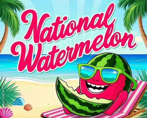 Juicy Watermelon Celebration | Refreshing Summer Fruits on a Vibrant Blue Background