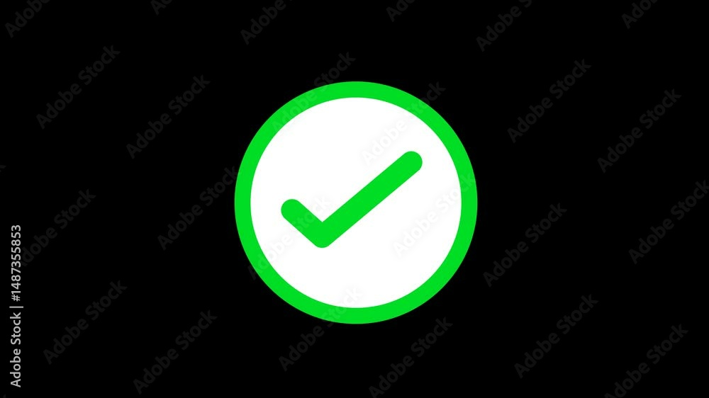 Tick Mark Check Mark Animation Flat And Modern Style Alpha On Transparent Background. 4K Resolution Tick Mark Check Mark Animation Flat And Modern Style Alpha On Transparent Background. 4K Resolution