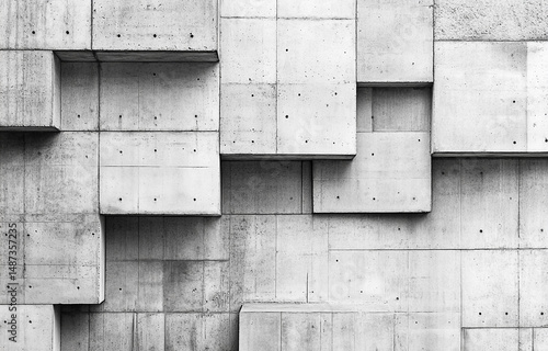 Monochromatic concrete blocks showcasing modern architectural facade design