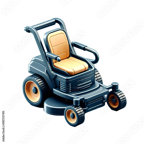 Zero-turn lawn mower lawn care logo 3D icon isolated on a white background