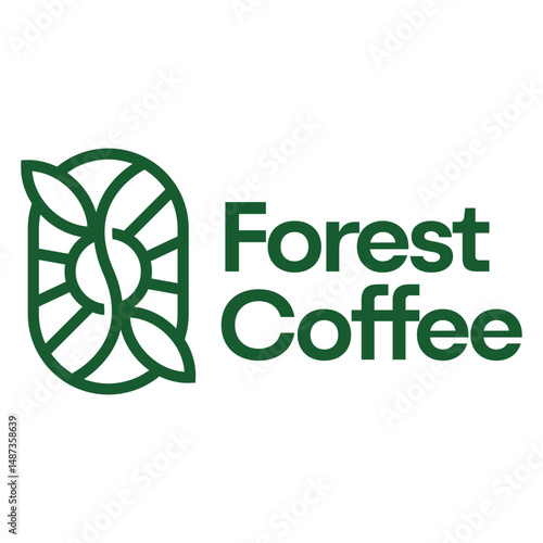 forest garden coffee shop cafe flat minimalist logo design
