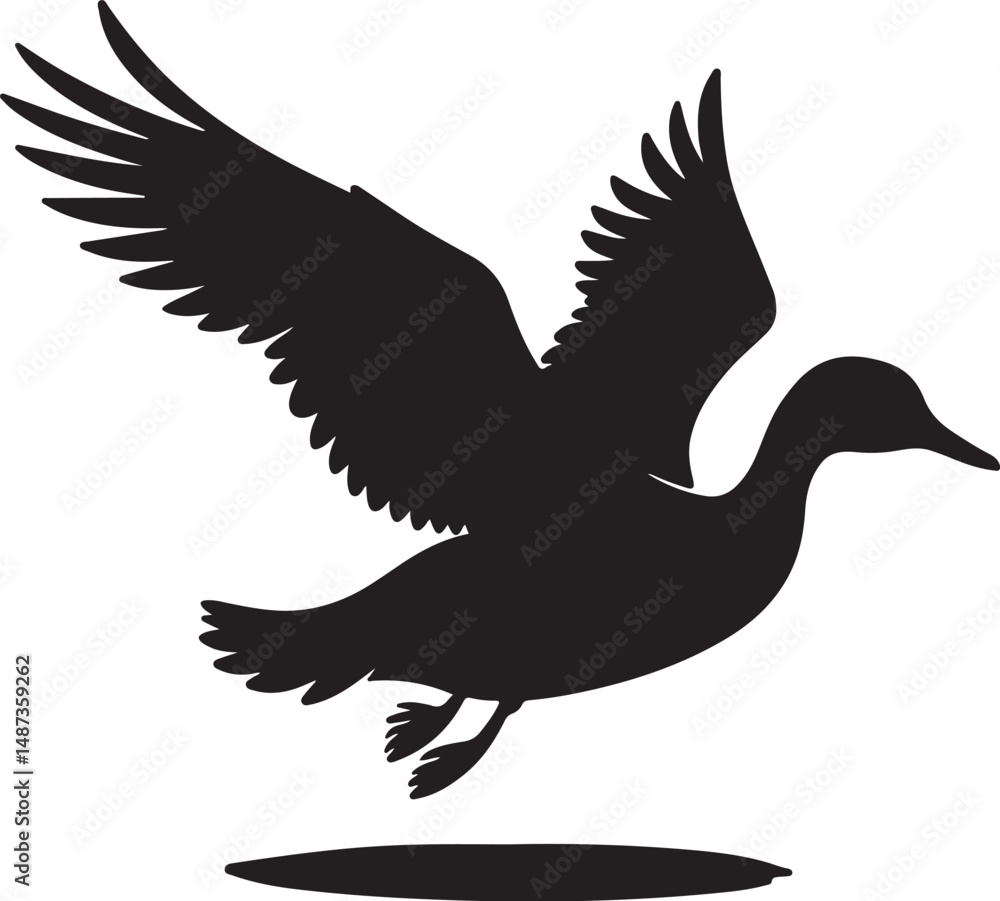 Fototapeta premium Flying Duck Silhouette Clipart Set 