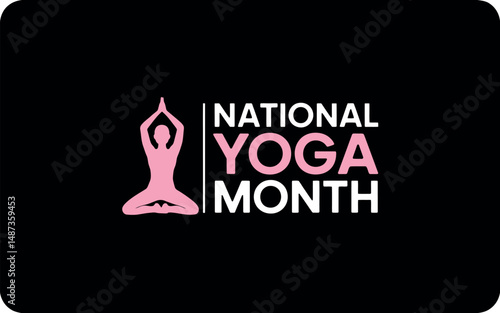 National Yoga Month Banner with Pink Dancer Pose